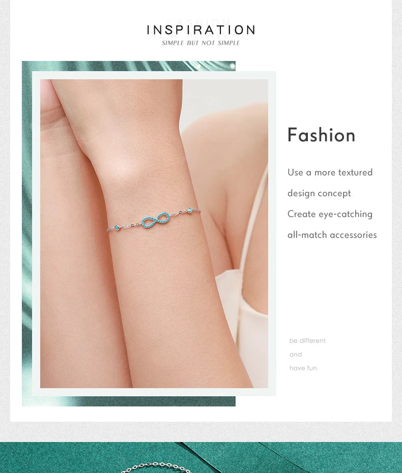 Pulseira Infinito Azul em Prata 925