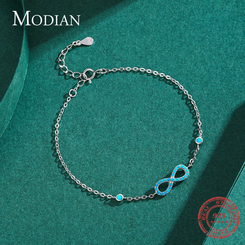 Pulseira Infinito Azul em Prata 925