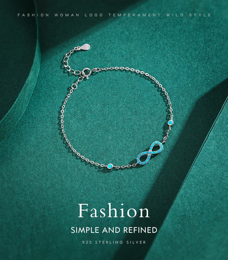 Pulseira Infinito Azul em Prata 925