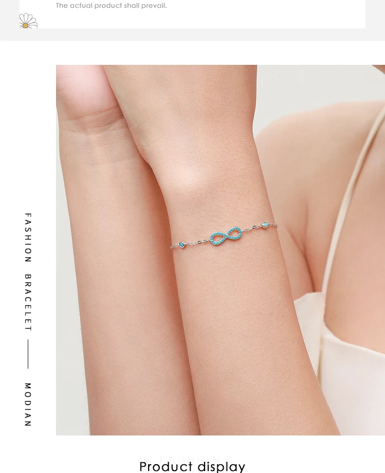 Pulseira Infinito Azul em Prata 925