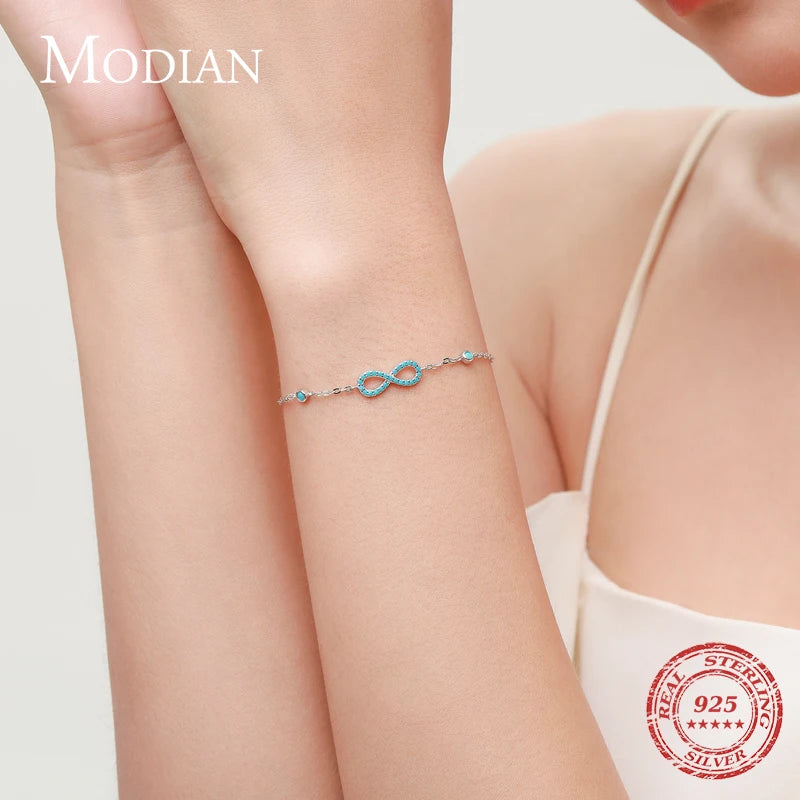 Pulseira Infinito Azul em Prata 925
