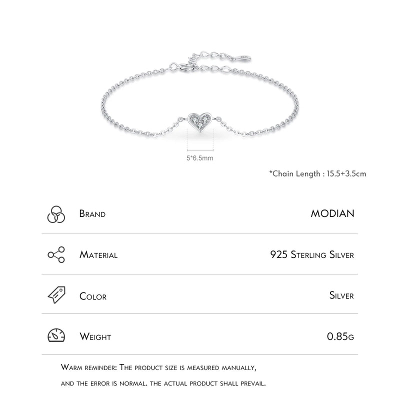 Pulseira Coração em Prata 925