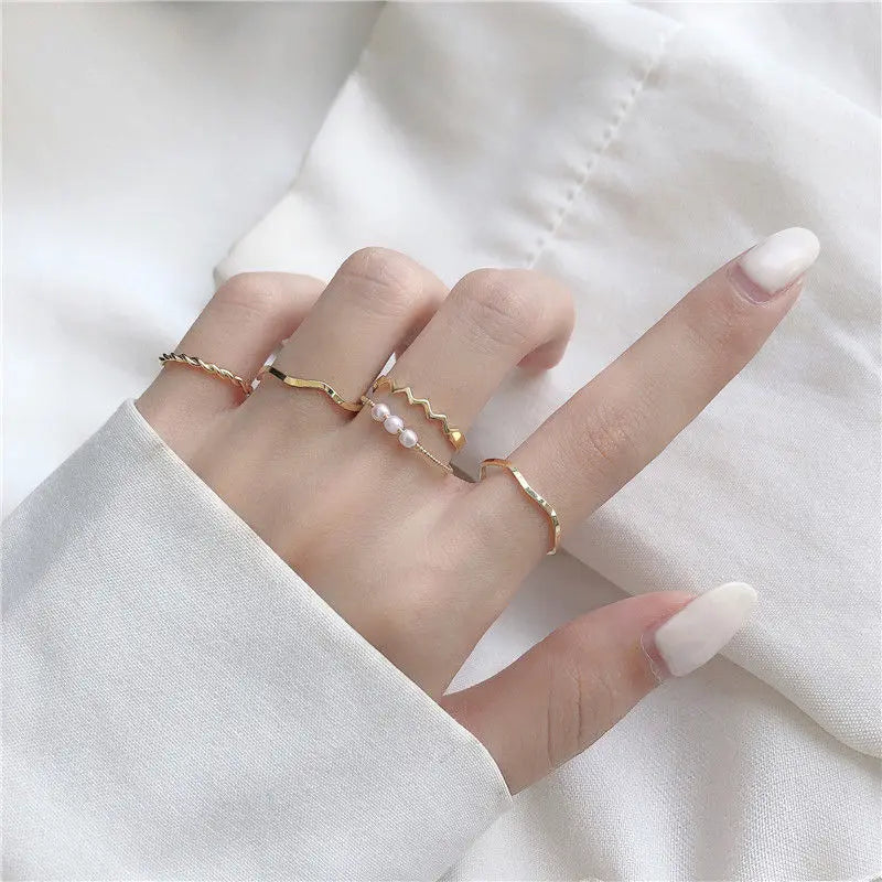 Conjunto de 5 anéis femininos