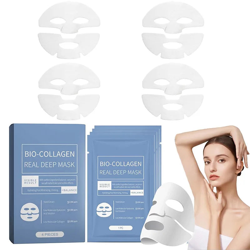 Máscara Noturna de Bio-Colágeno LAIKOU – 4 Unidades | Hidratação Profunda, Antienvelhecimento, Nutritiva, Brilho e Firmeza Facial