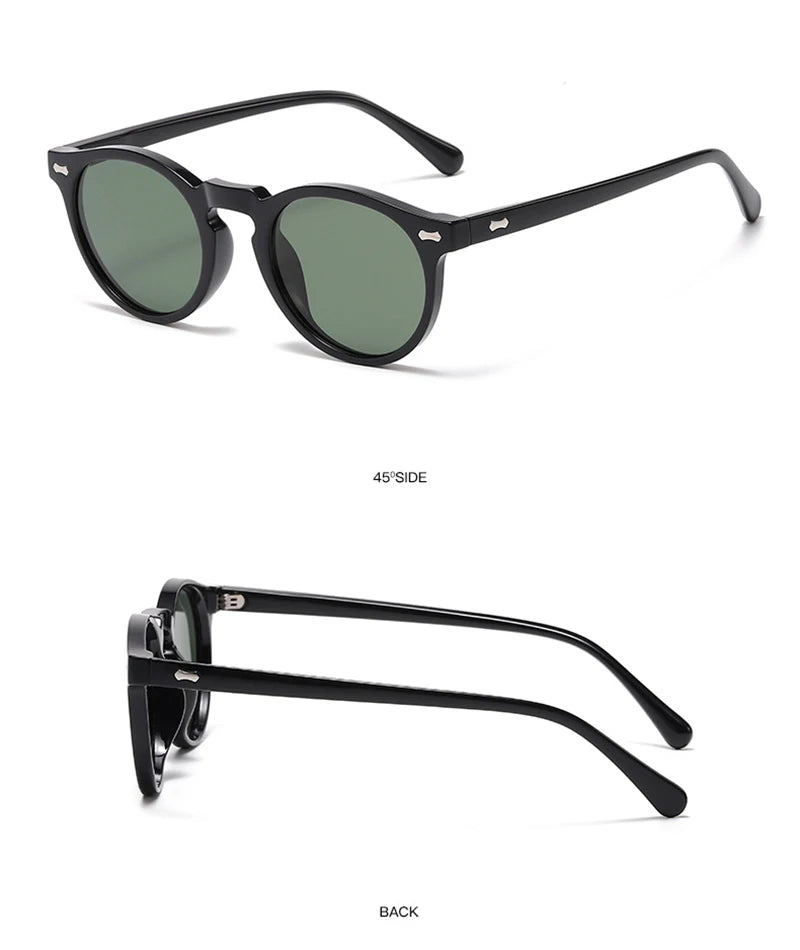 Óculos de Sol Retrô Redondo – Lentes Polarizadas UV400, Moda Vintage Unissex
