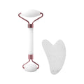 Massageador Facial Roller + Pedra Gua Sha em Quartzo