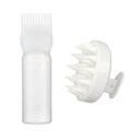 Escova Massageadora de Silicone e Frasco Shampoo/Tintura – 2 em 1 para Cabelos