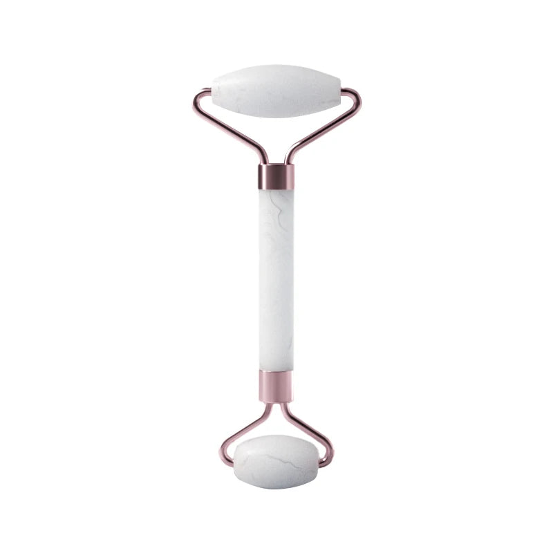 Massageador Facial Roller + Pedra Gua Sha em Quartzo