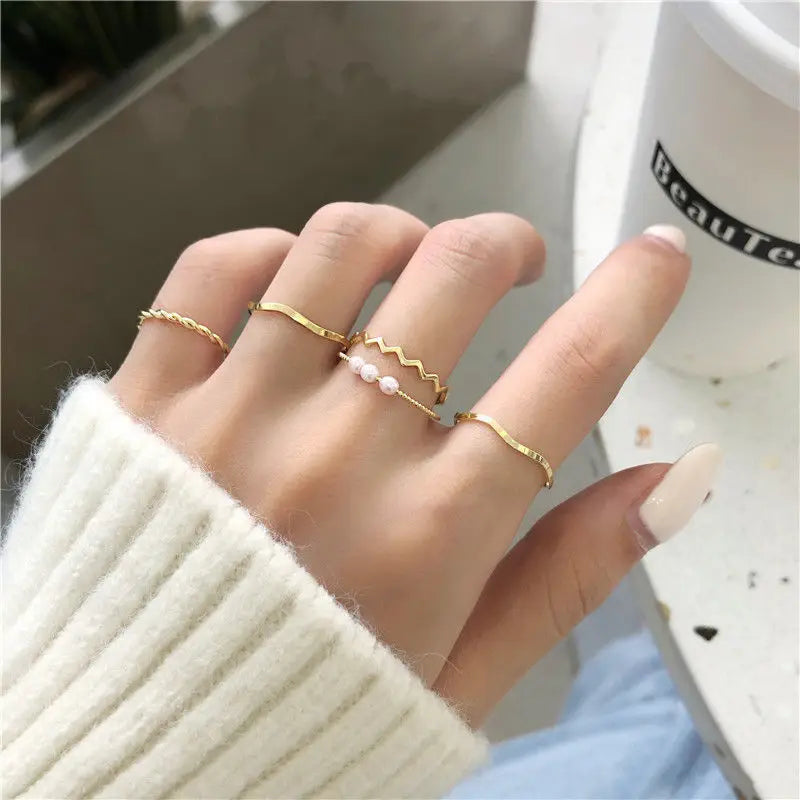 Conjunto de 5 anéis femininos