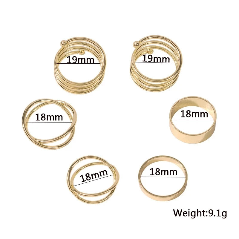 Conjunto de 5 anéis femininos