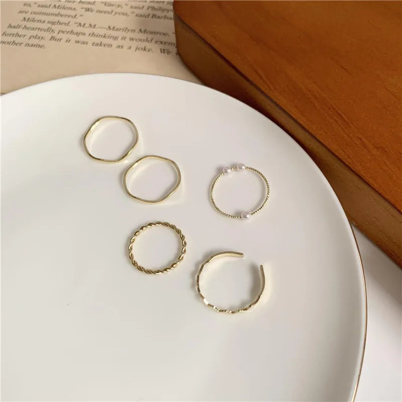 Conjunto de 5 anéis femininos