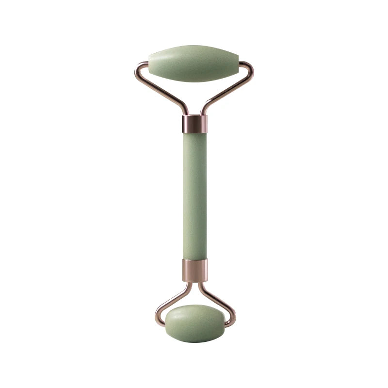 Massageador Facial Roller + Pedra Gua Sha em Quartzo