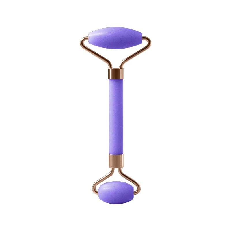 Massageador Facial Roller + Pedra Gua Sha em Quartzo