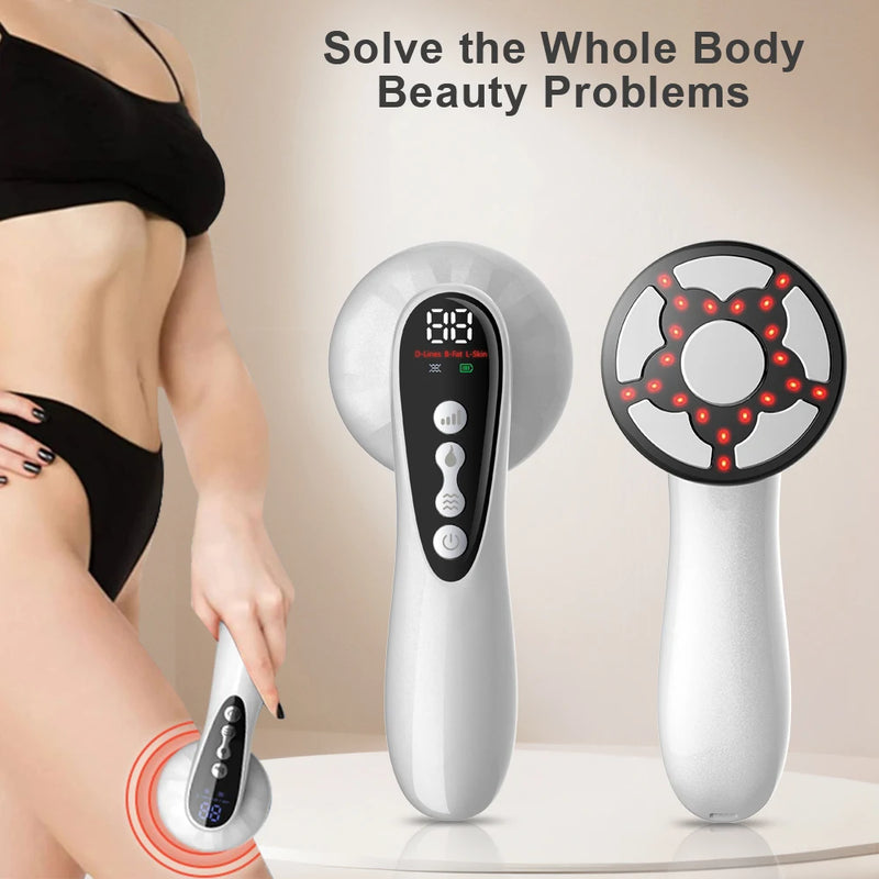 Massageador Corporal 5 em 1 Sem Fio – Redutor de Celulite, Queima de Gordura e Lifting com Vibração, Luz Vermelha e Radiofrequência