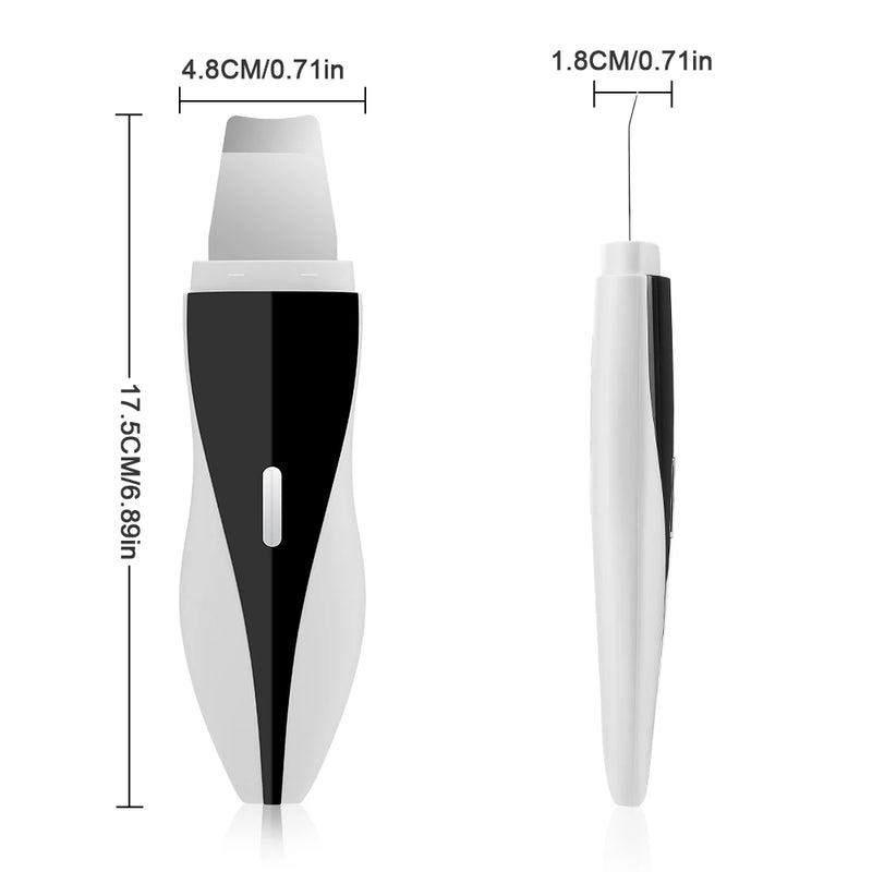 Espátula Ultrassônica Facial 4 em 1 – Limpeza Profunda, Lifting, Extração de Cravos e Rejuvenescimento com Luz LED