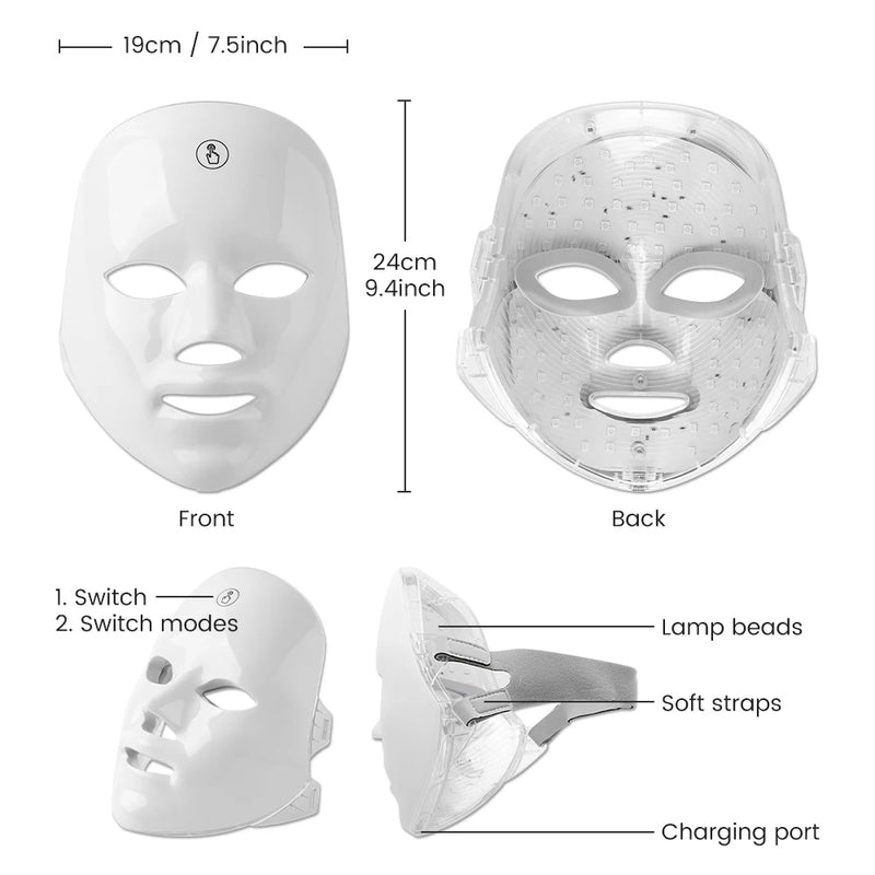 Máscara Facial de LED 7 Cores
