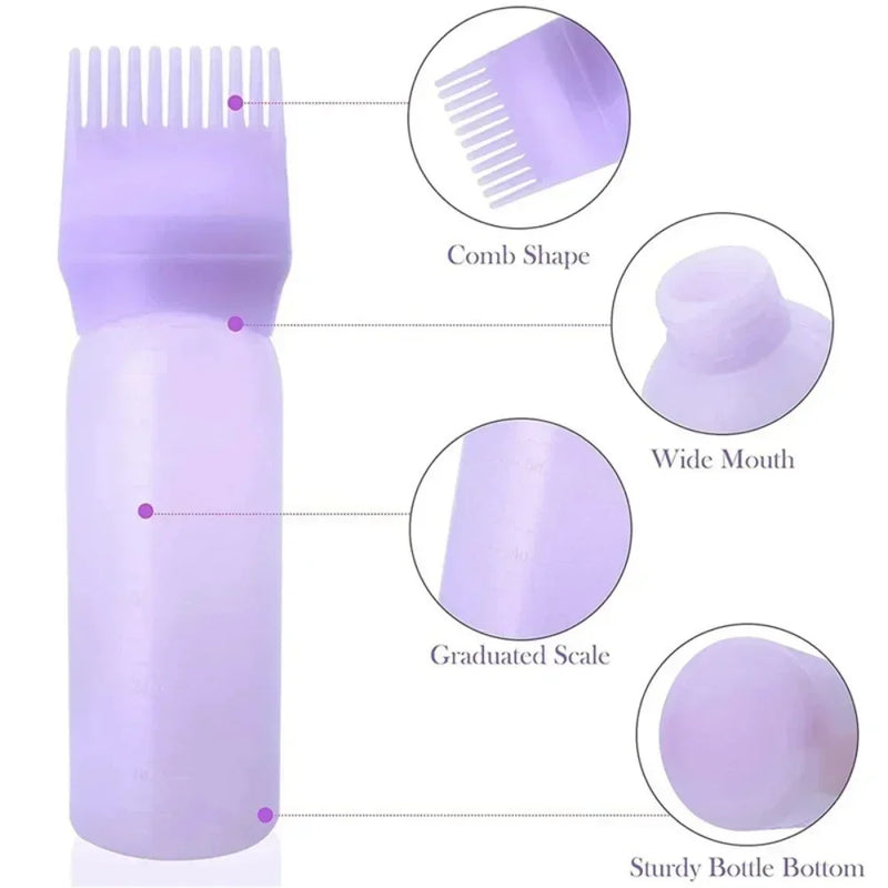 Escova Massageadora de Silicone e Frasco Shampoo/Tintura – 2 em 1 para Cabelos