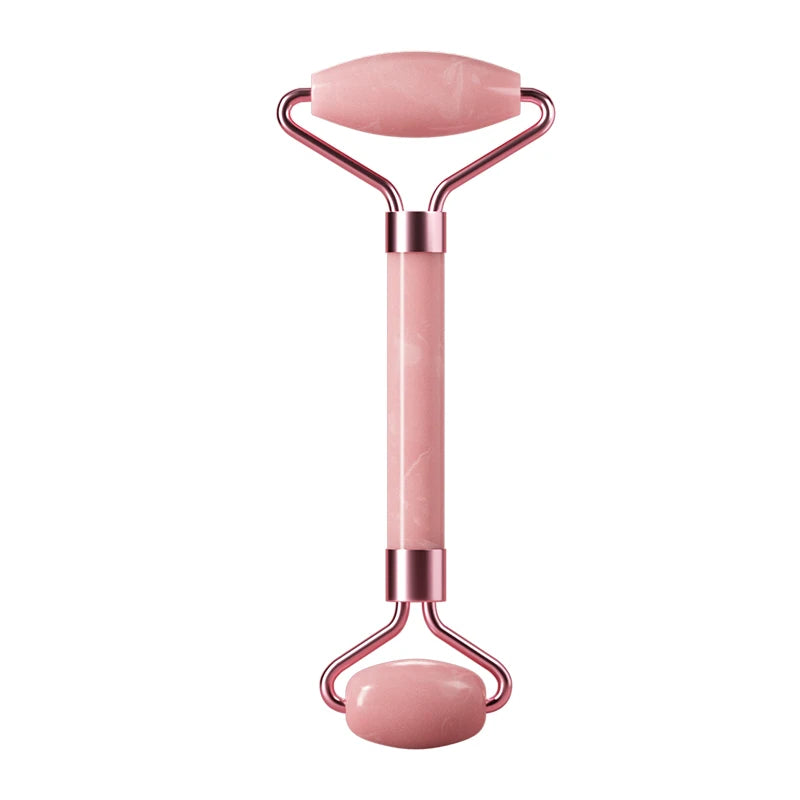 Massageador Facial Roller + Pedra Gua Sha em Quartzo