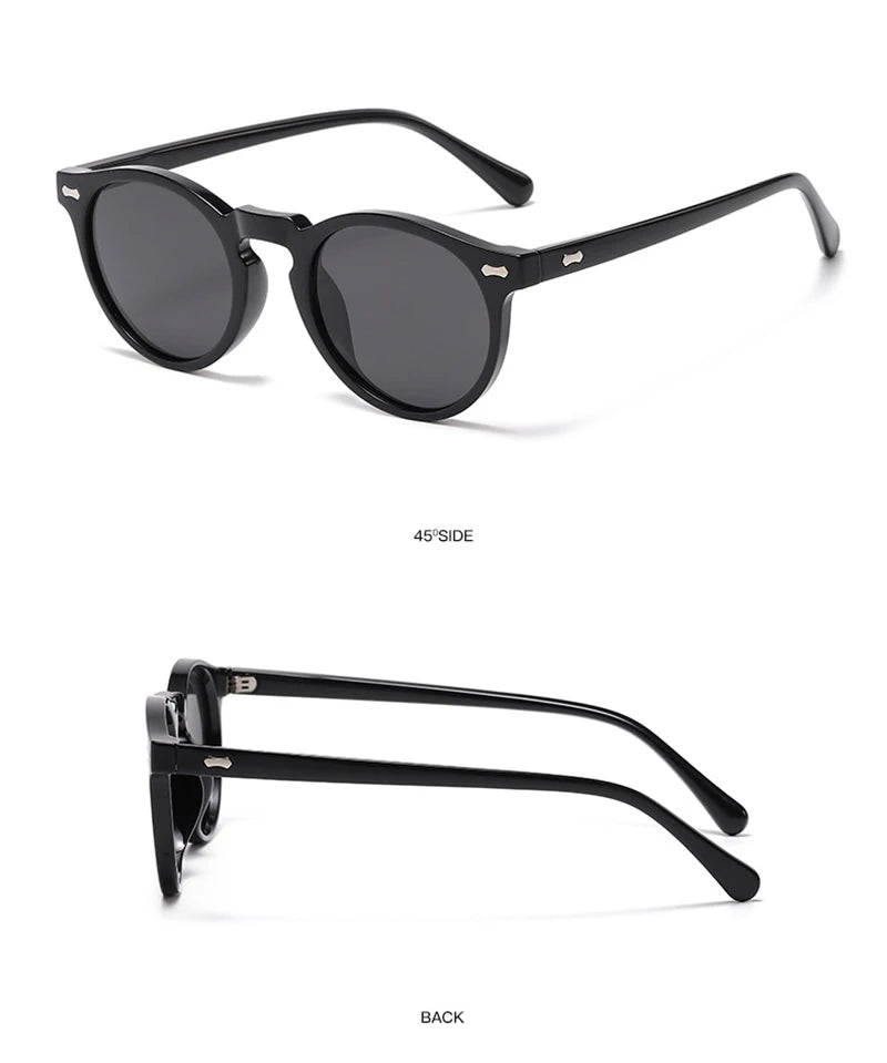 Óculos de Sol Retrô Redondo – Lentes Polarizadas UV400, Moda Vintage Unissex