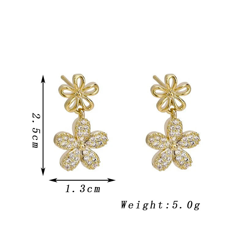 Brincos de Flores de Camada Dupla – Elegância e Sofisticação para Mulheres
