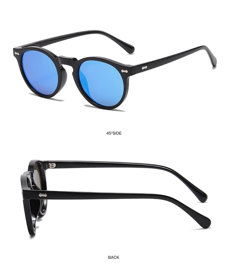 Óculos de Sol Retrô Redondo – Lentes Polarizadas UV400, Moda Vintage Unissex