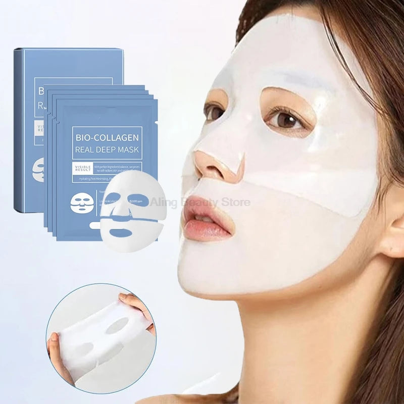 Máscara Noturna de Bio-Colágeno LAIKOU – 4 Unidades | Hidratação Profunda, Antienvelhecimento, Nutritiva, Brilho e Firmeza Facial