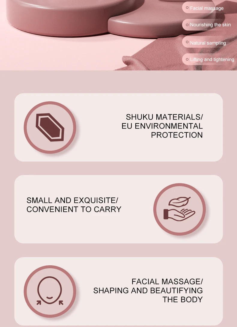 Massageador Facial Roller + Pedra Gua Sha em Quartzo