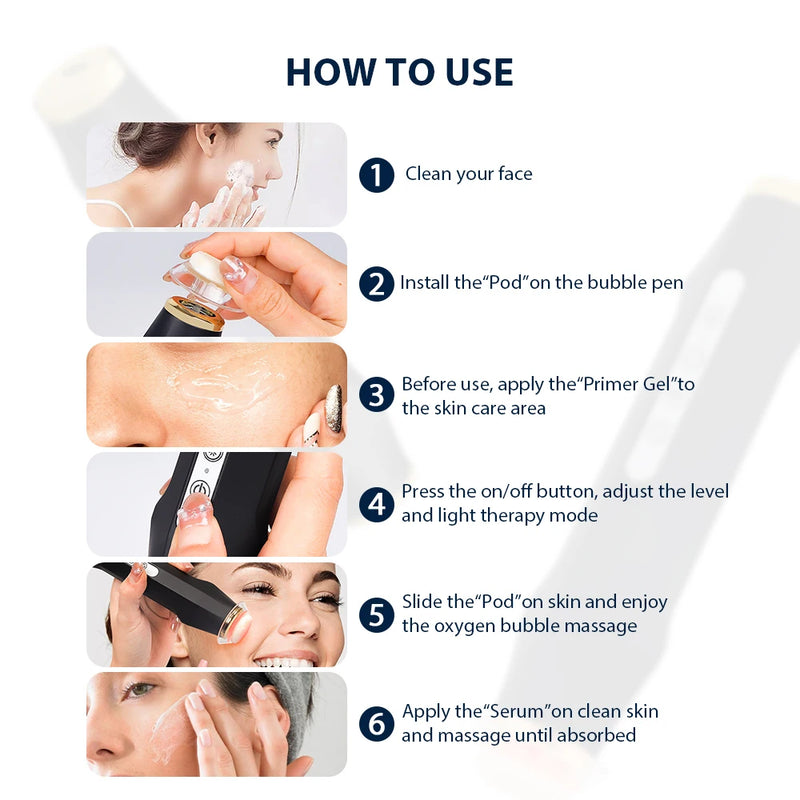 Facial CO2 Oxygen Bubble Pen Skin Care Beauty Meter Oxygen Balancing Device Home SPA Skin Care Tool